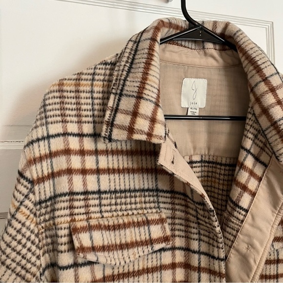 Joie Brushed Boxy Plaid Shacket Jacket - Picture 3 of 5